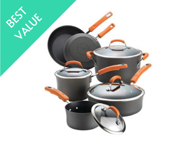 Rachael Ray Brights Hard-Anodized Aluminum Nonstick 10-Piece Cookware Set